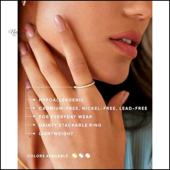 14K Gold Plated Sterling Silver Stackable Eternity Band Ring Women's - Picture 4 of 7